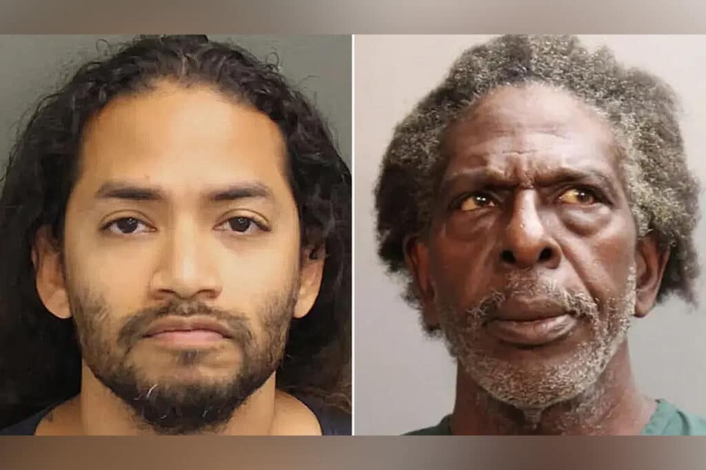 Headshots of two men with grim expressions.