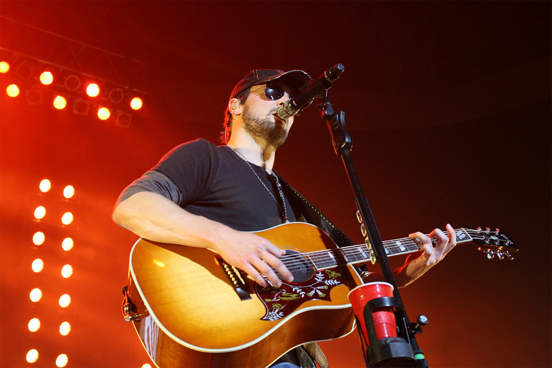 Country music singer Eric Church on stage.