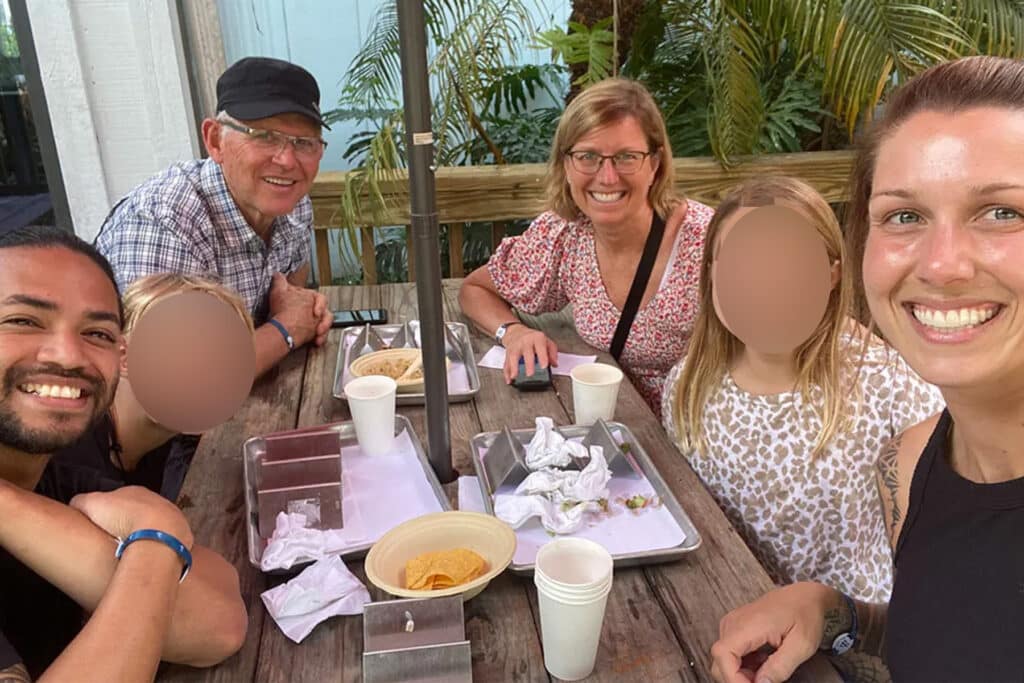 The Gardner family out to dinner.