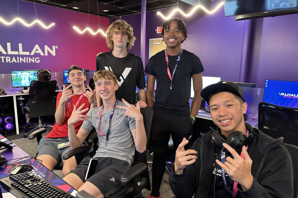 Teen boys hanging out at a gaming center. 