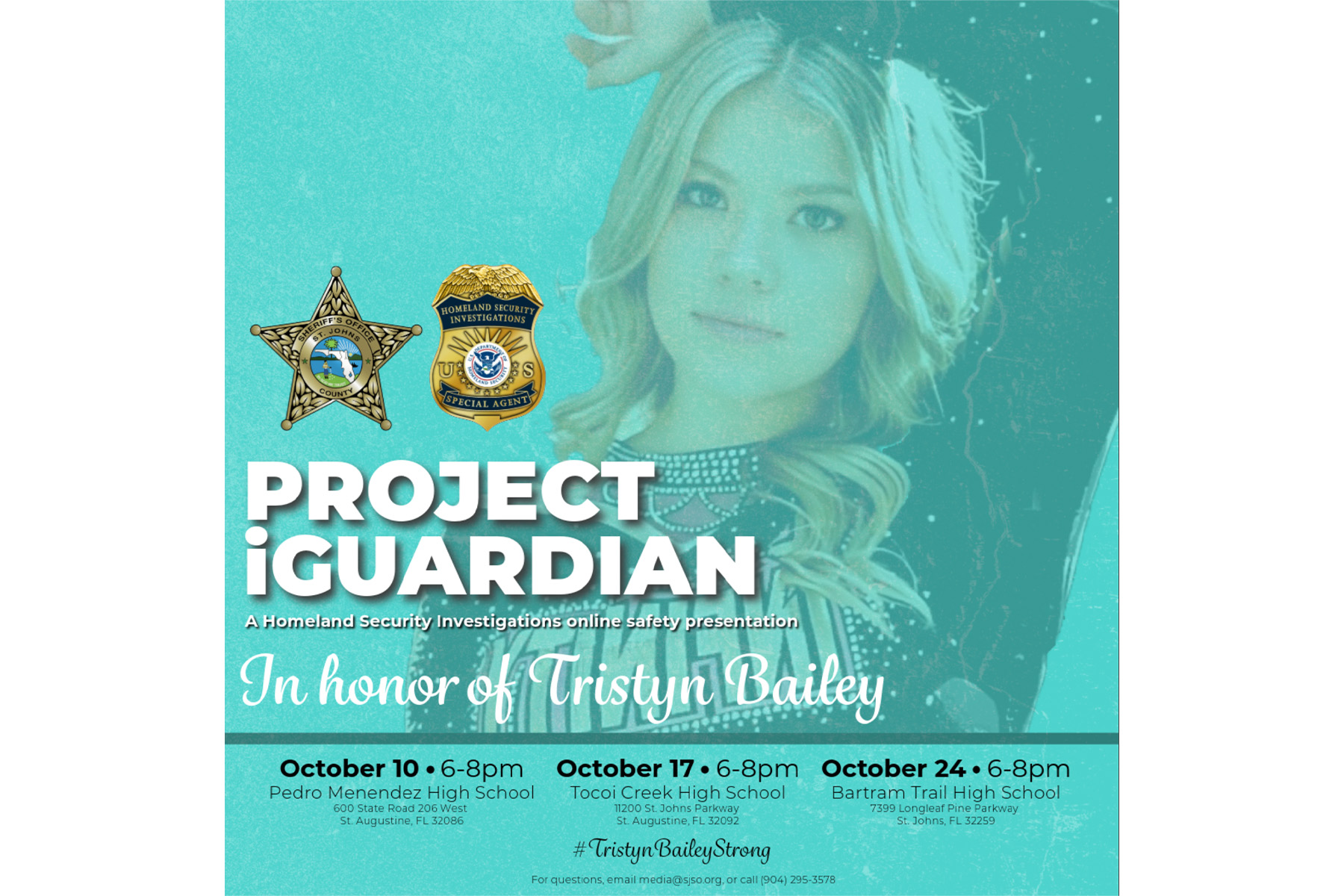 Tristyn Bailey flyer for project iGuardian.