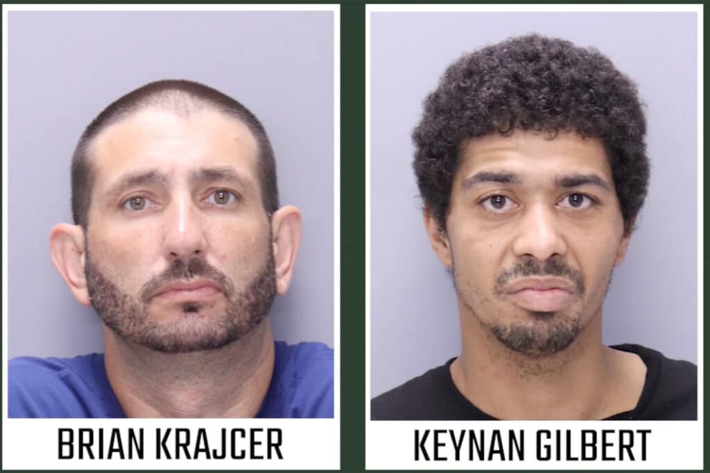 Brian Krajcer and Keynan Gilbert were arrested after stealing legos.