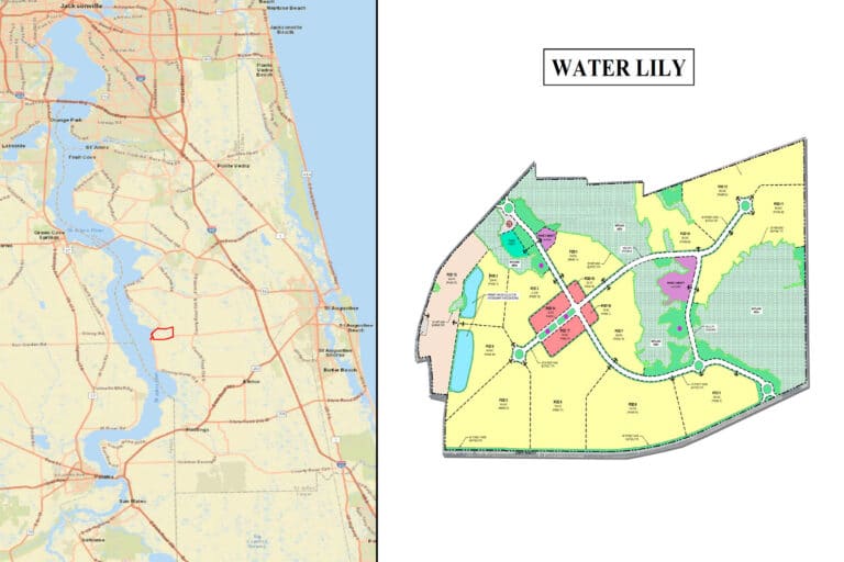 Map of proposed Water Lily development in St. Johns County.