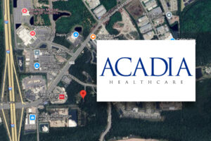 Google map with inset of Acadia healthcare logo.