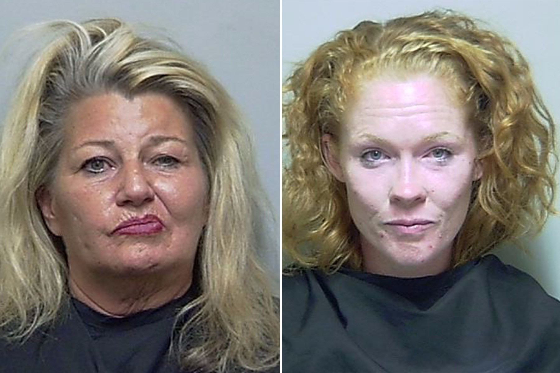 Booking photos of two women.