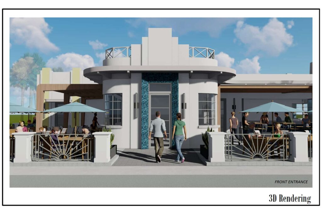 Rendering of proposed Snapper's restaurant entrance.