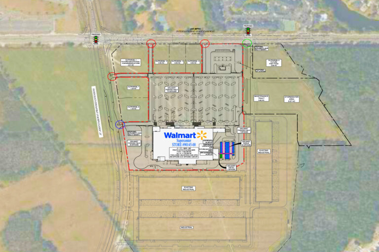 Aerial view of proposed Walmart.