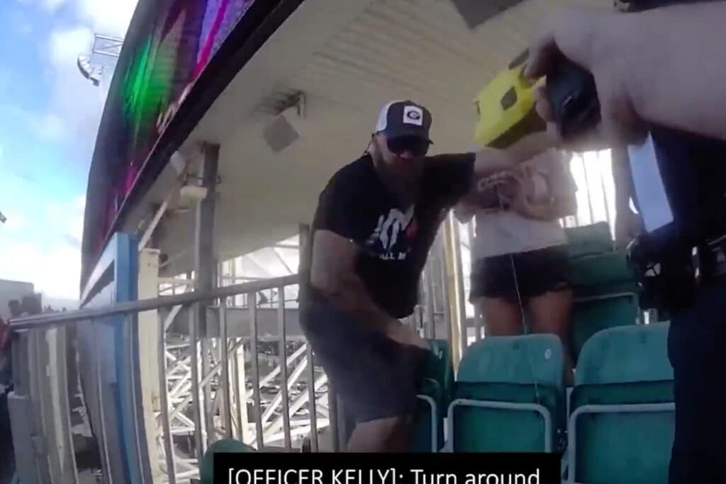 Man jerks around after tased.