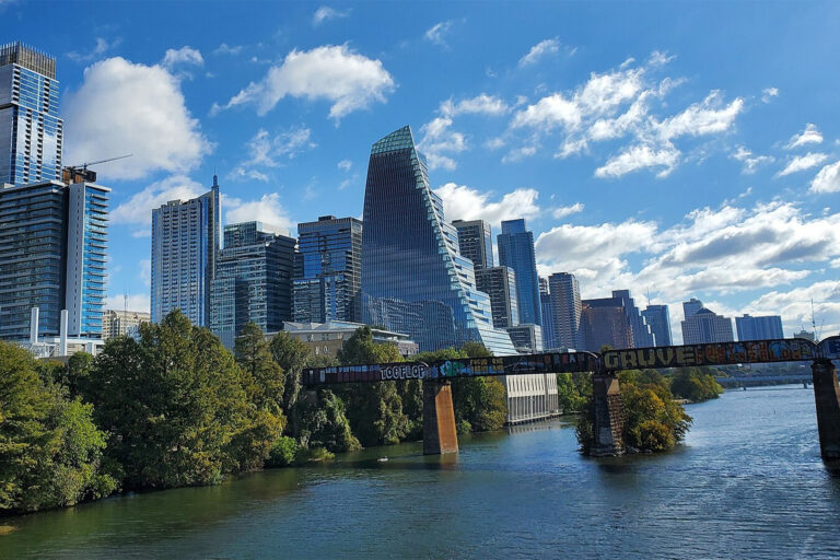 A picture of the Texas skyline.