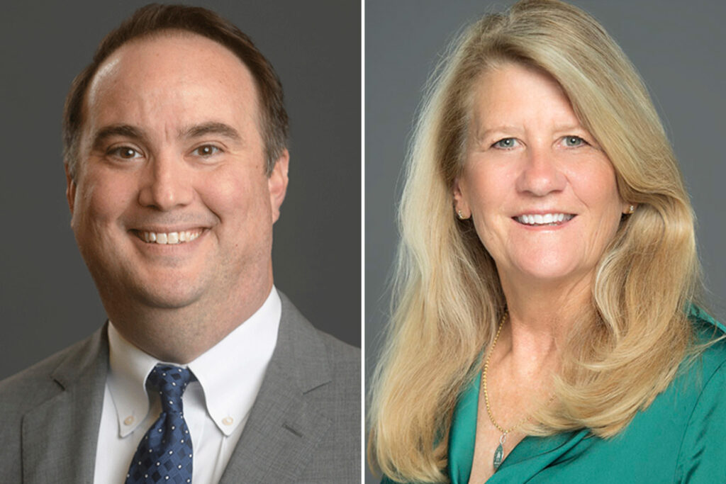 Headshots of a man and a woman.