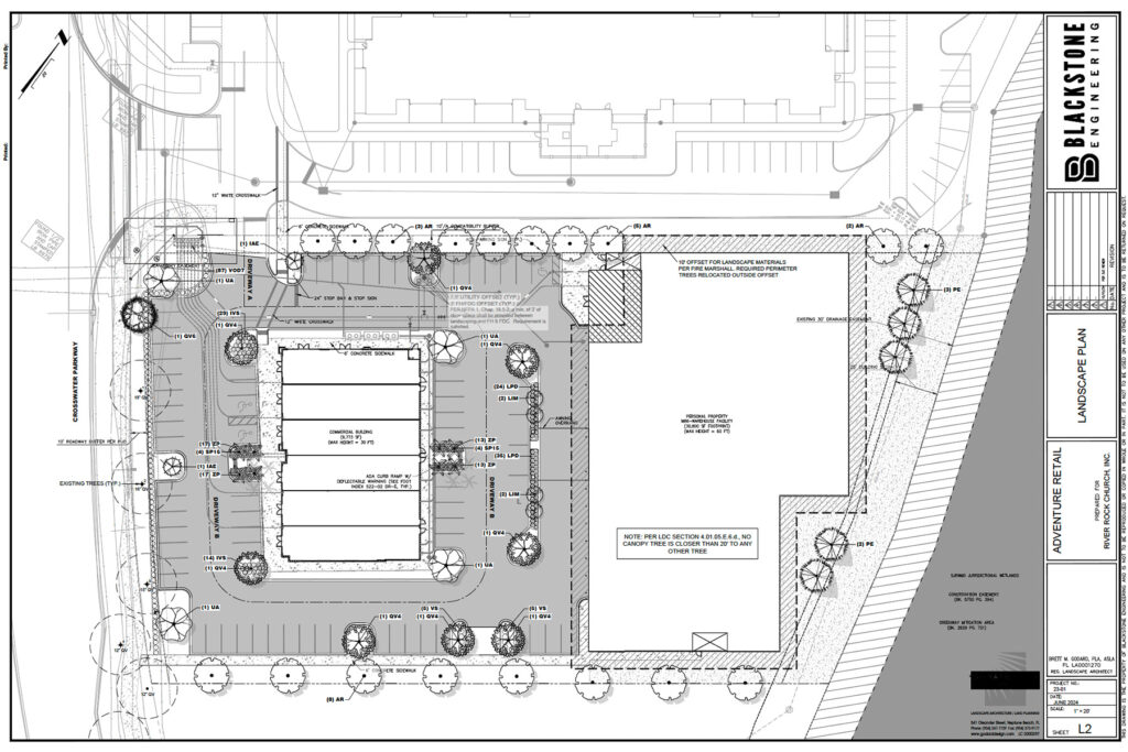 Aerial drawing of a commercial site.