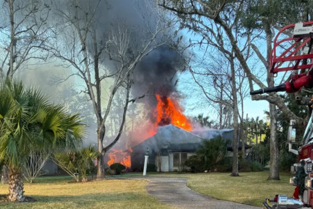 Ponte Vedra House engulfed in flames.