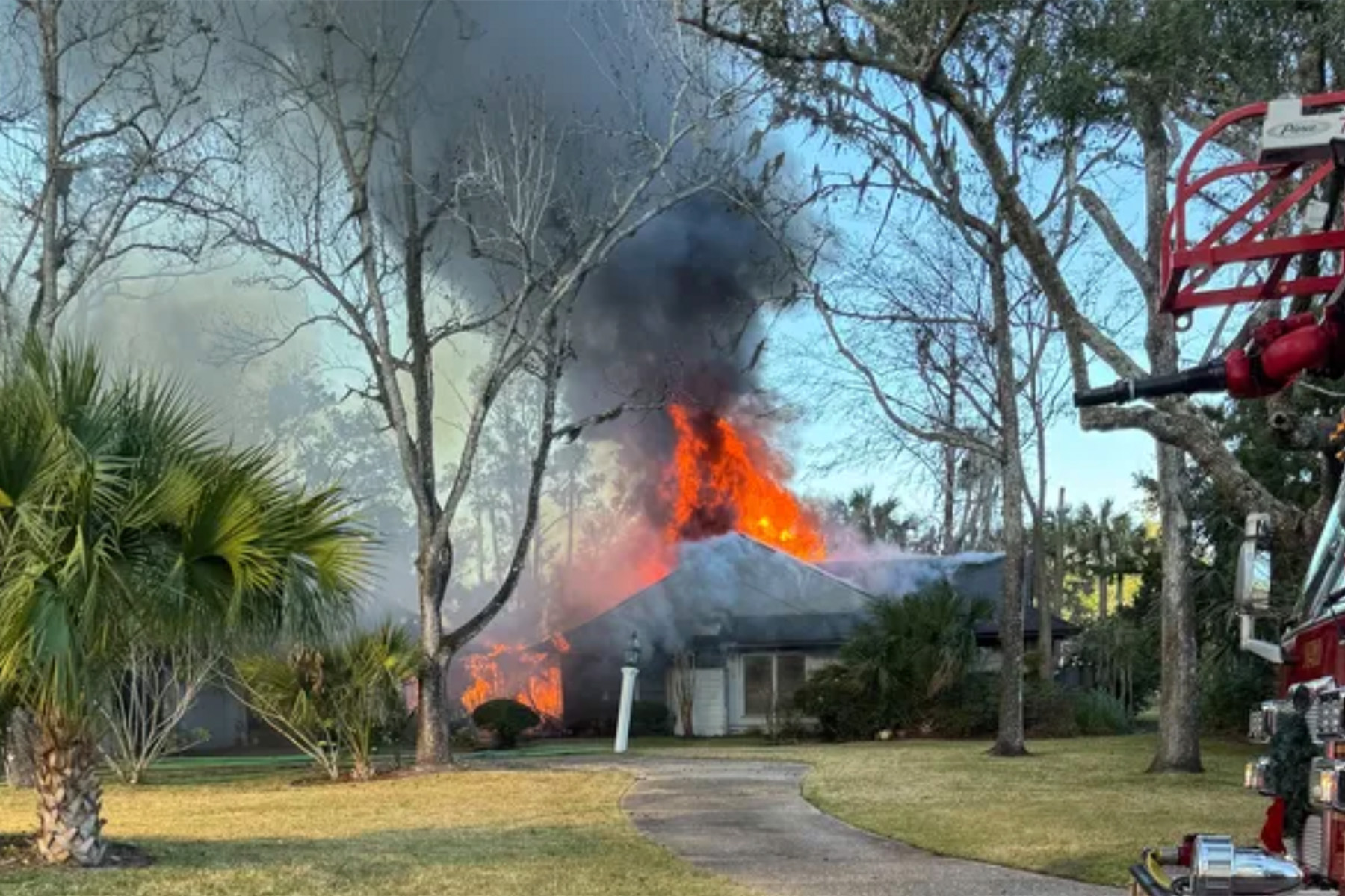 Ponte Vedra House engulfed in flames.