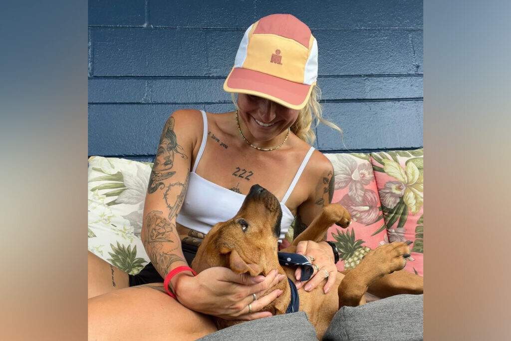 Meghan Gordon and Scarlett, a human and a dog.