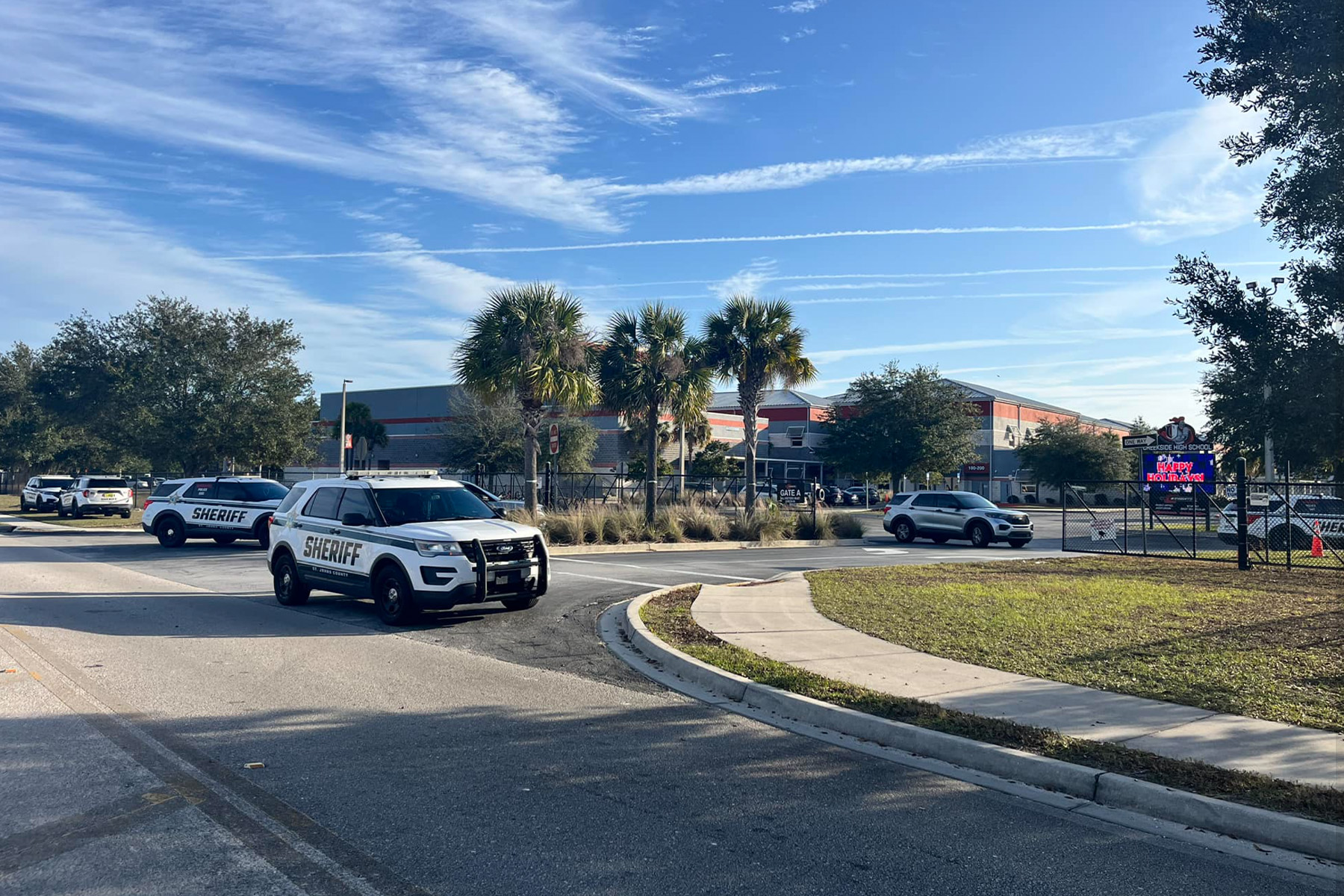 A picture of police at Creekside high school.