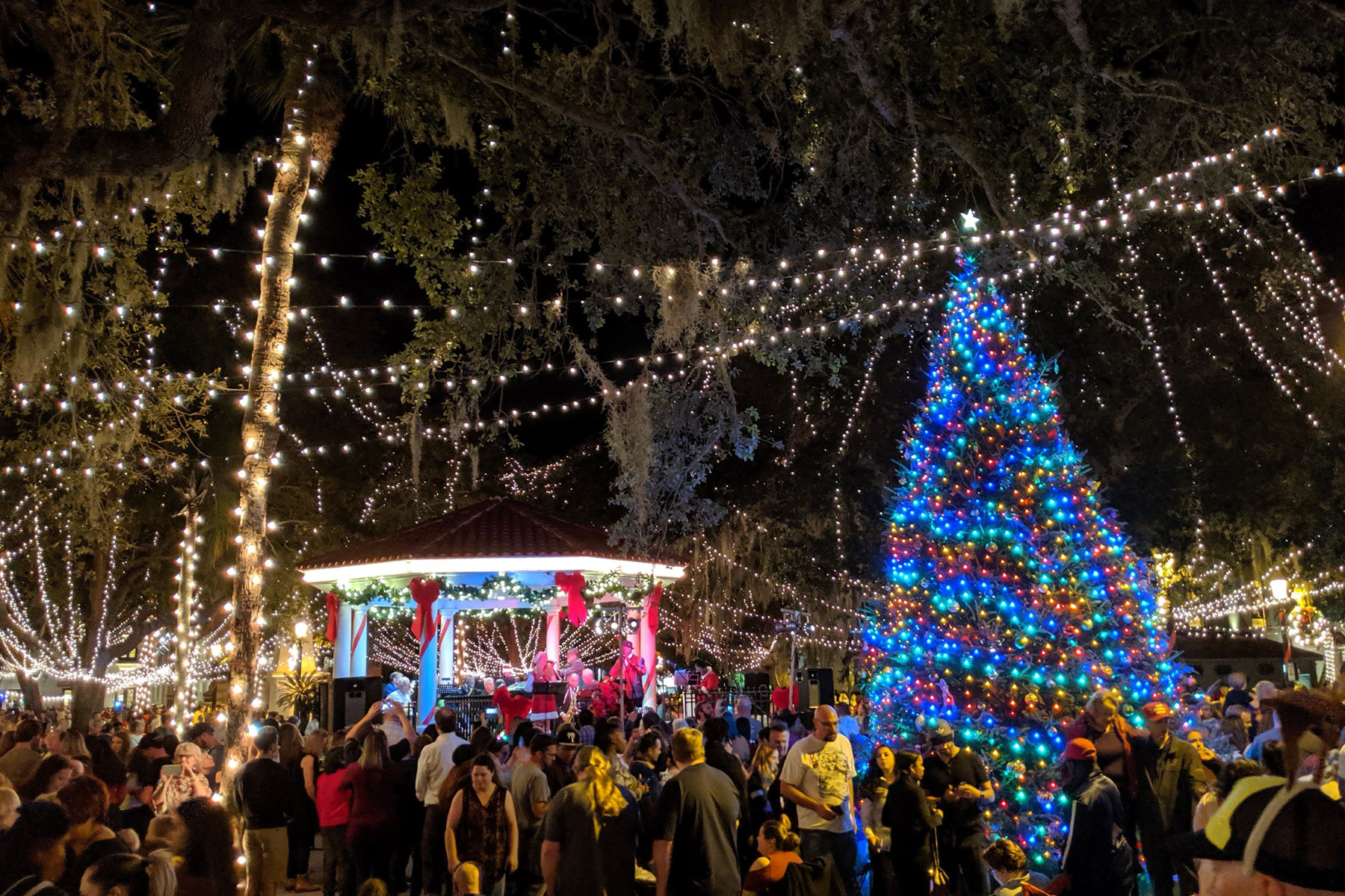 picture of lights hanging in St. Augustine.