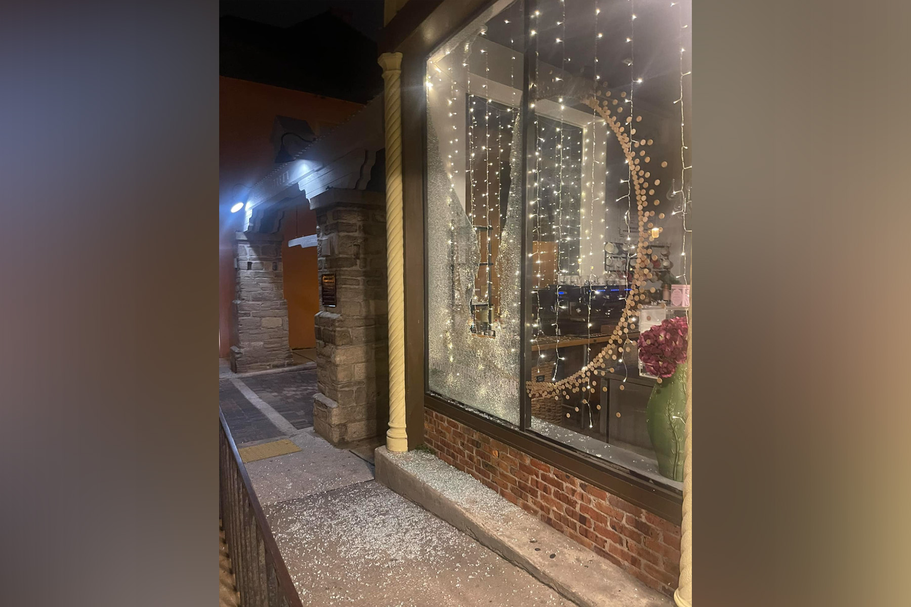 Photo of a shattered store window