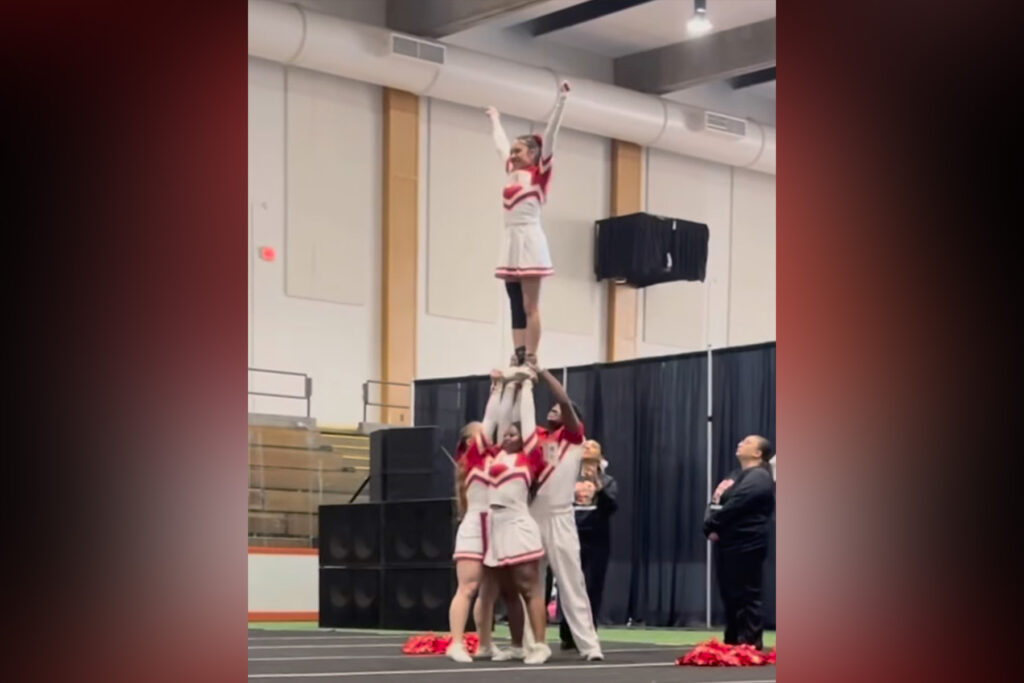 Photo of cheerleading team.