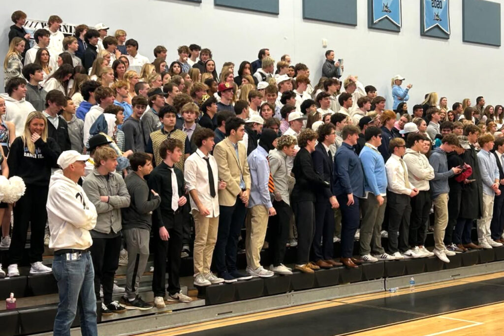 Crowd at high school basketball game