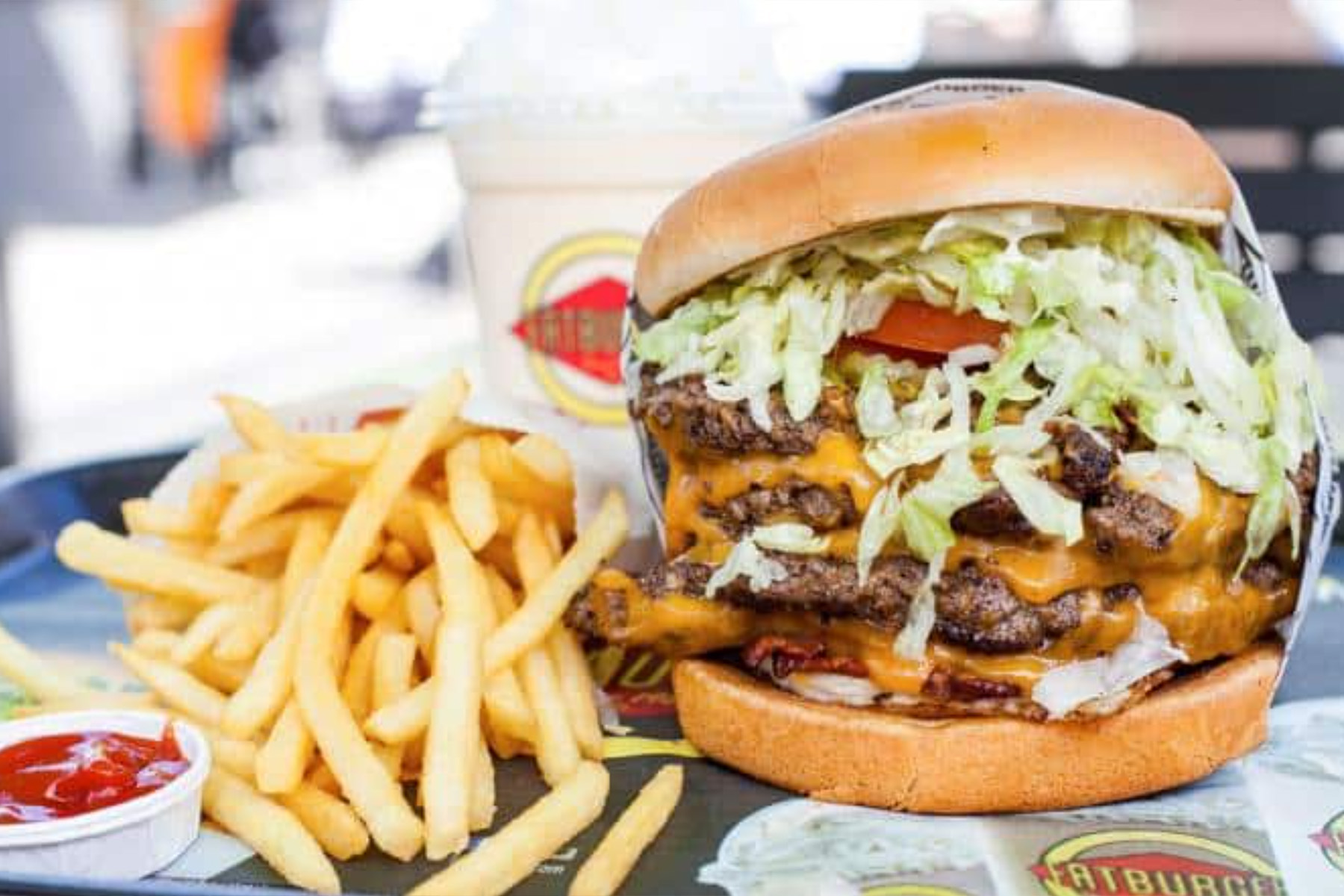 Hamburger and fries
